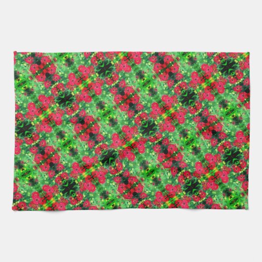 Abstraktes Muster in den roten Zinnia-Blume Geschirrtuch (Horizontal)