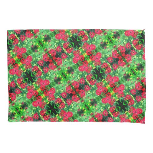 Abstraktes Muster in den roten Zinnia-Blume Kissenbezug (Vorderseite)