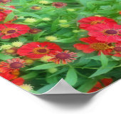 Abstraktes Muster in den roten Zinnia-Blume Poster (Ecke)