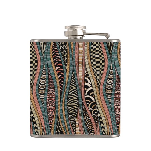 Abstraktes Muster in der ethnischen Art Flachmann (Rückseite)