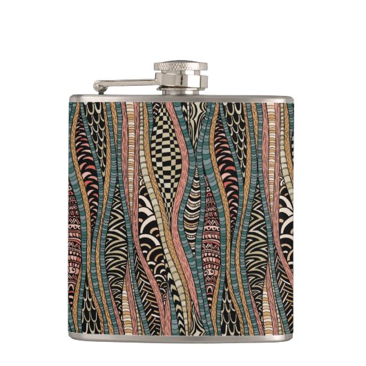 Abstraktes Muster in der ethnischen Art Flachmann (Vorderseite)