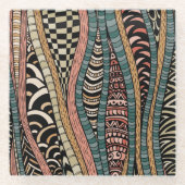 Abstraktes Muster in der ethnischen Art Glasuntersetzer (Vorderseite)