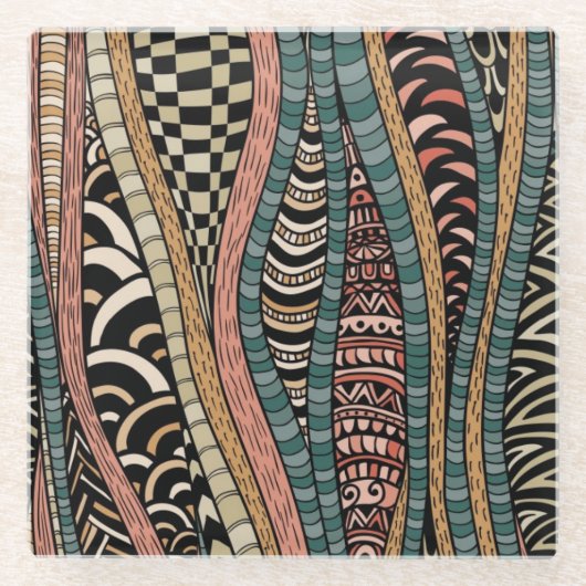 Abstraktes Muster in der ethnischen Art Glasuntersetzer (Vorderseite)