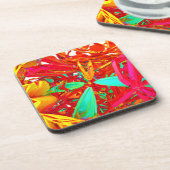 Abstraktes Muster in lebhaften Farben Getränkeuntersetzer (Linke Seite)