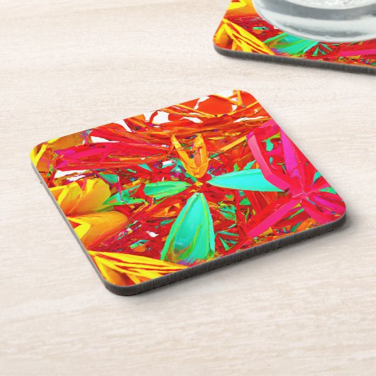 Abstraktes Muster in lebhaften Farben Getränkeuntersetzer (Linke Seite)