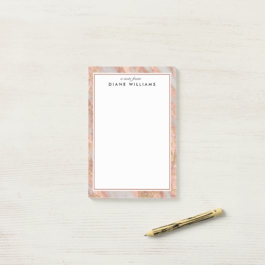 Abstraktes Muster in rosa Marmor Post-it Klebezettel (Auf Schreibtisch)