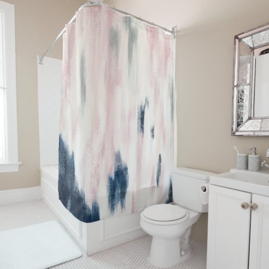Abstraktes Muster in Rosa und Navy Duschvorhang (Beispiel)