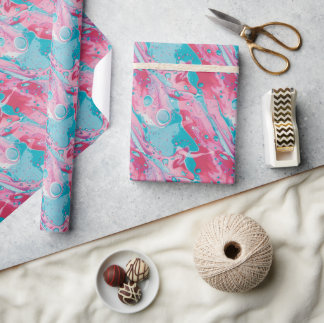 Abstraktes Muster in Rosa und Türkis Geschenkpapier