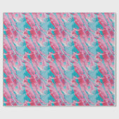 Abstraktes Muster in Rosa und Türkis Geschenkpapier (Flach)