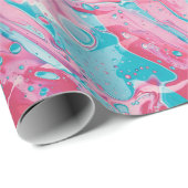 Abstraktes Muster in Rosa und Türkis Geschenkpapier (Rolleneckpunkt)
