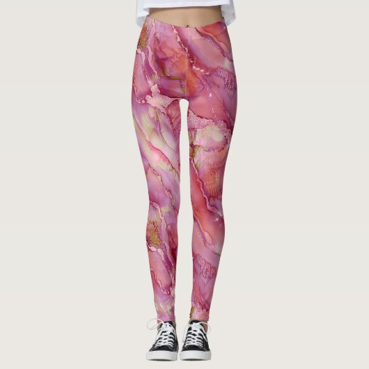 Abstraktes Muster in Rose Leggings (Vorderseite)