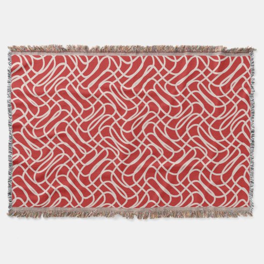 Abstraktes Muster in Rot und Creme Decke (Vorderseite)