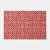 Abstraktes Muster in Rot und Creme Fußmatte (Vorderseite)