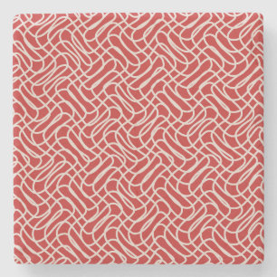 Abstraktes Muster in Rot und Creme Steinuntersetzer