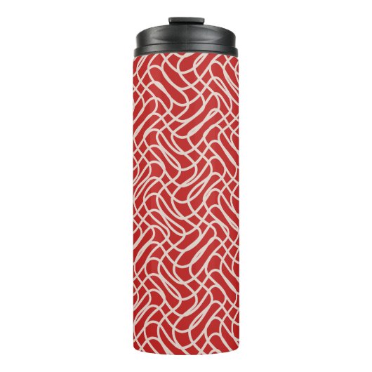 Abstraktes Muster in Rot und Creme Thermosbecher (Vorderseite)