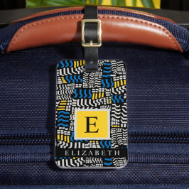 Abstraktes Muster in Schwarz-Gelb Gepäckanhänger