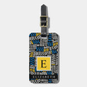 Abstraktes Muster in Schwarz-Gelb Gepäckanhänger (Vorderseite vertikal)