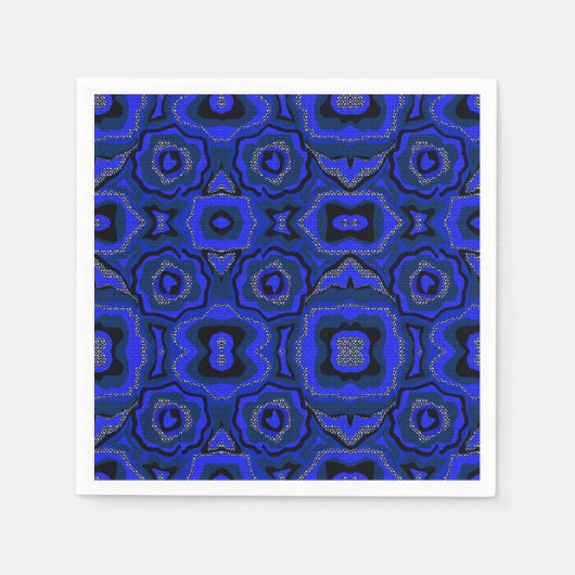 Abstraktes Muster in Schwarz und Indigoblau. Serviette (Vorderseite)