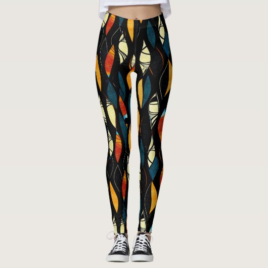 Abstraktes Muster in warmen Farben Leggings (Vorderseite)