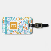 Abstraktes Muster in Weißblau-Gelb-Rot Gepäckanhänger (Vorderseite horizontal)