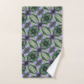 Abstraktes Muster in zarten violetten Blumen Badhandtuch Set (Handtuch)