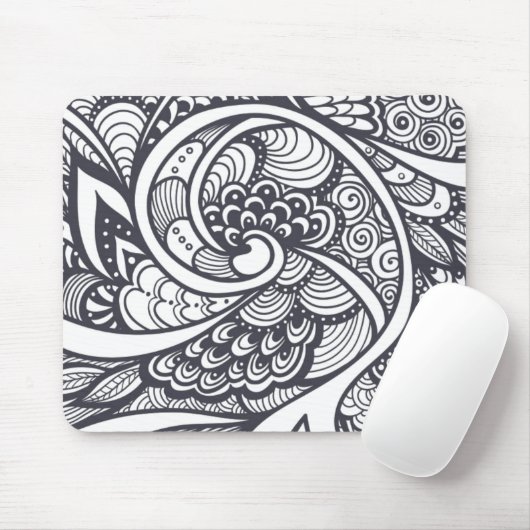 Abstraktes Muster in Zen-Gekritzel Art Mousepad (Mit Mouse)