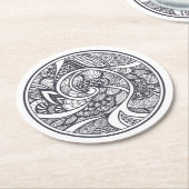 Abstraktes Muster in Zen-Gekritzel Art Runder Pappuntersetzer (Angewinkelt)