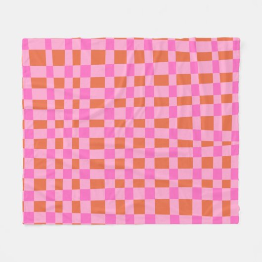 Abstraktes Muster karierter Formen in Rosa Fleecedecke (Vorderseite (Horizontal))