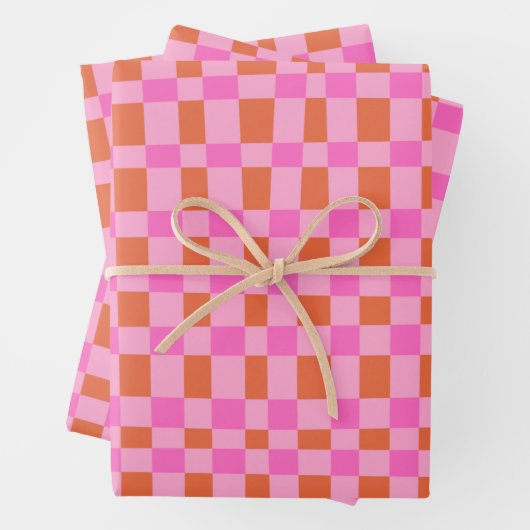 Abstraktes Muster karierter Formen in Rosa  Geschenkpapier Set (Beispiel)