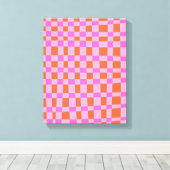 Abstraktes Muster karierter Formen in Rosa Leinwanddruck (Insitu (Holzboden))