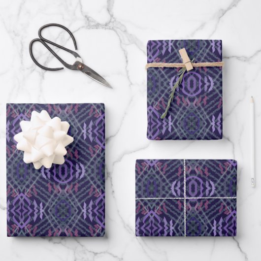 Abstraktes Muster Kunst der Wasserfarbenpinselstri Geschenkpapier Set (Vorderseite)