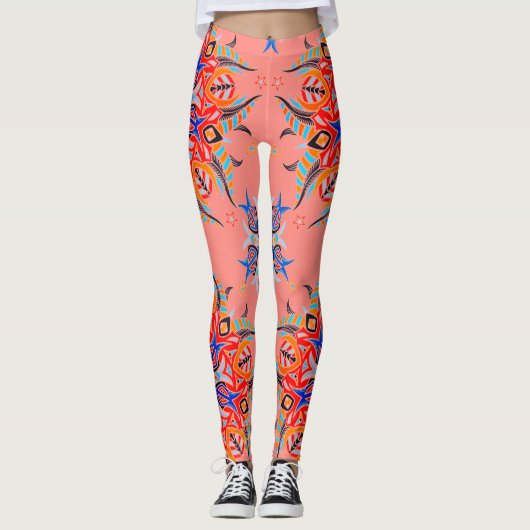 Abstraktes Muster (Lachs) Leggings (Vorderseite)