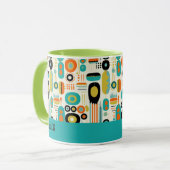 Abstraktes Muster Lebendiges Mid Century Modern Na Tasse (Vorderseite Links)