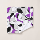 Abstraktes Muster - lila, grau, schwarz und weiß. Badhandtuch Set (Waschlappen)