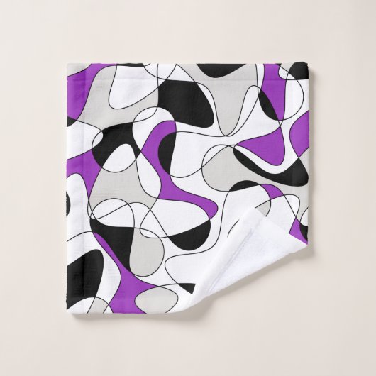 Abstraktes Muster - lila, grau, schwarz und weiß. Badhandtuch Set (Waschlappen)