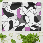 Abstraktes Muster - lila, grau, schwarz und weiß. Geschirrtuch (Gefaltet)