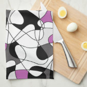 Abstraktes Muster - lila, grau, schwarz und weiß. Geschirrtuch (Viertel Falte)