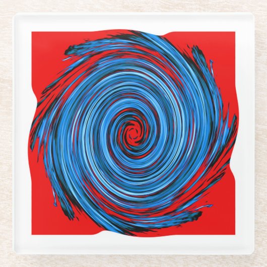 Abstraktes Muster mit blauem Swirl Glasuntersetzer (Vorderseite)