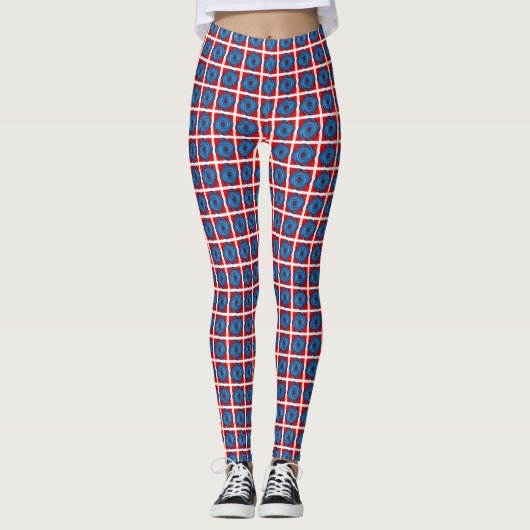 Abstraktes Muster mit blauem Swirl Leggings (Vorderseite)
