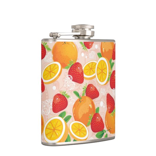 Abstraktes Muster mit Erdbeere Flachmann (Rechts)