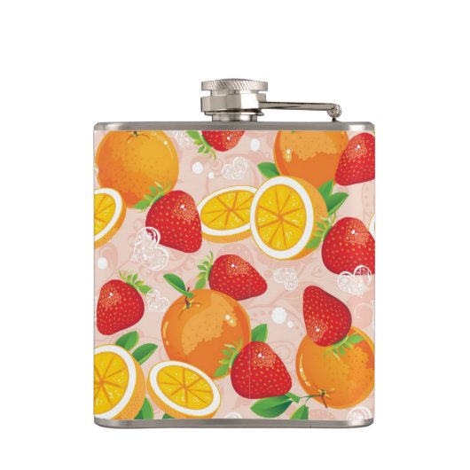 Abstraktes Muster mit Erdbeere Flachmann (Rückseite)