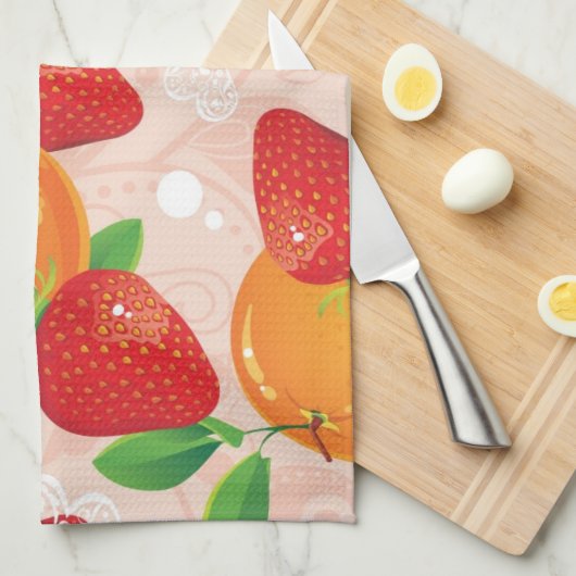 Abstraktes Muster mit Erdbeere Geschirrtuch (Viertel Falte)