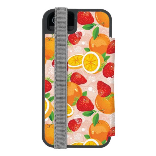 Abstraktes Muster mit Erdbeere Incipio iPhone Geldbeutel-Hülle (Folio Rückseite)