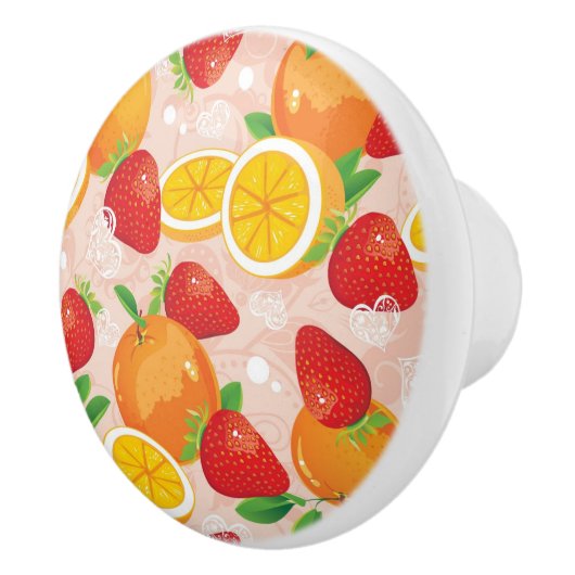 Abstraktes Muster mit Erdbeere Keramikknauf (Rechts)