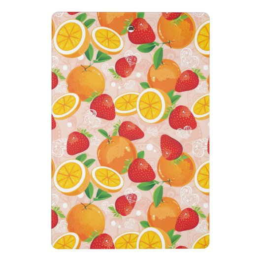 Abstraktes Muster mit Erdbeere Mini Klemmbrett (Rückseite)