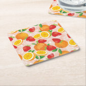 Abstraktes Muster mit Erdbeere Rechteckiger Pappuntersetzer (angewinkelt)