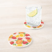 Abstraktes Muster mit Erdbeere Sandstein Untersetzer (Seite)