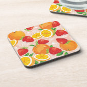 Abstraktes Muster mit Erdbeere Untersetzer (Linke Seite)