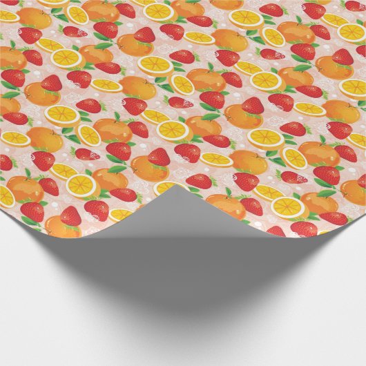 Abstraktes Muster mit Erdbeeren Geschenkpapier (Ecke)
