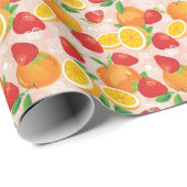 Abstraktes Muster mit Erdbeeren Geschenkpapier (Rolleneckpunkt)